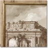 Pair Antique Grand Framed Gouache Paintings of Roman Ruins