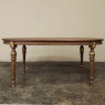 Antique French Louis XVI Mahogany Dining Table with Glass Topper