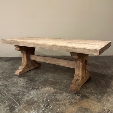 Antique Rustic Country French Stripped Oak Trestle Table