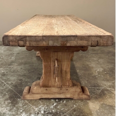 Antique Rustic Country French Stripped Oak Trestle Table