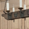 Antique Rustic Wrought Iron & Timber Chandelier