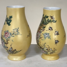 Pair Antique Hand-Painted Chinese Vases