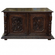 19th Century French Renaissance Trunk with Grape & Wheat Harvest