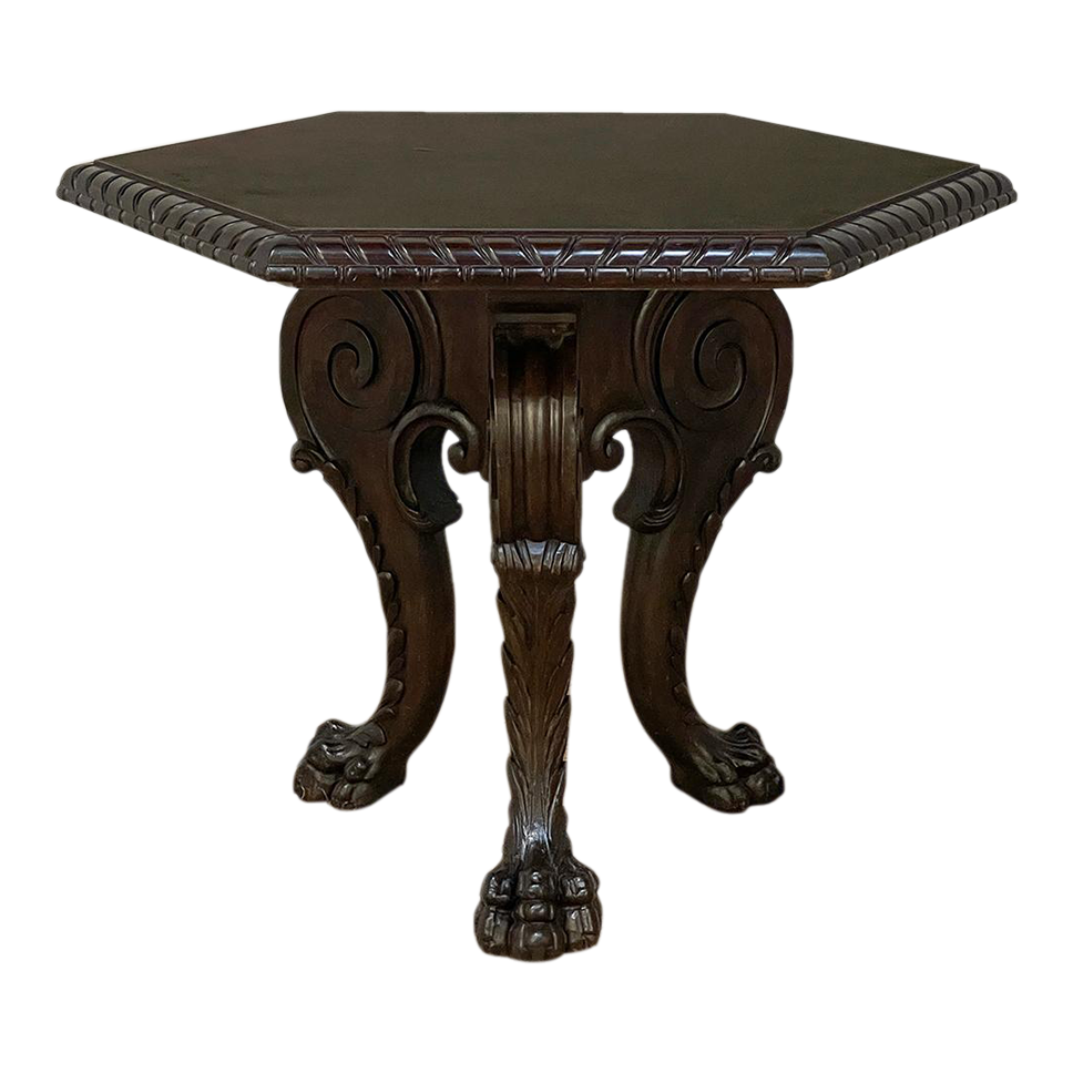 Antique French Louis XIV Walnut Hexagonal Center Table ~ End Table