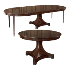 Antique French Directoire Mahogany Banquet Table with 3 Leaves