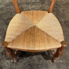 Set of 6 Country French Fruitwood Rush Seat Dining Chairs