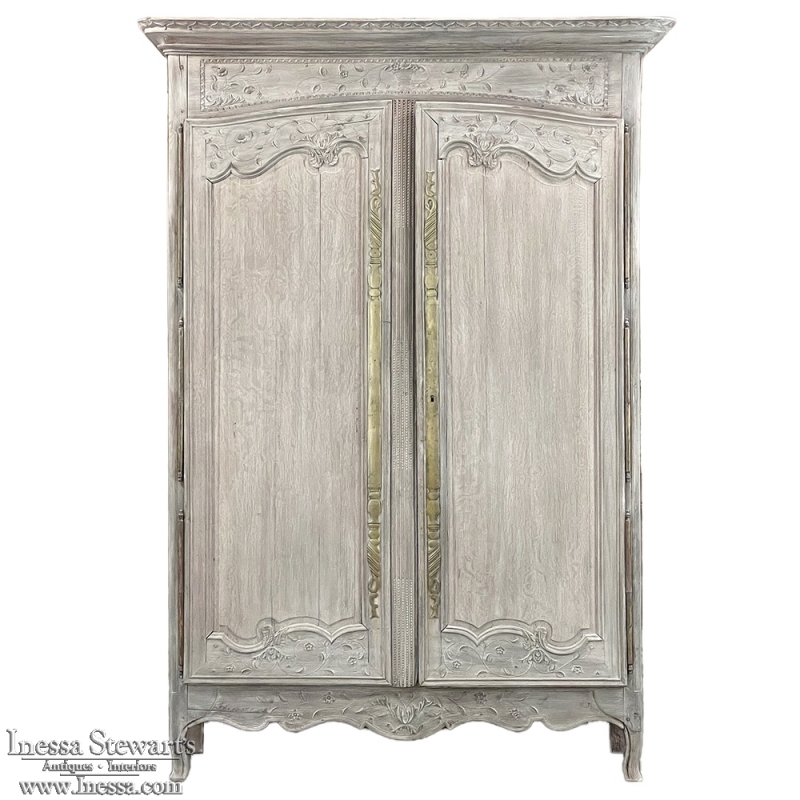 19th Century Country French Whitewashed Armoire from Normandie ~ Brittany