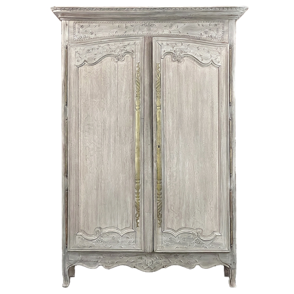 19th Century Country French Whitewashed Armoire from Normandie