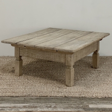 Antique Rustic European Stripped Oak Coffee Table