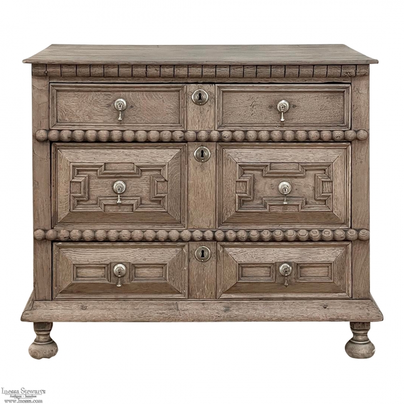 18th Century Jacobean Chest of Drawers in Stripped Oak