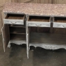 Antique Country French Whitewashed Walnut Step Front Marble Top Buffet