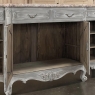 Antique Country French Whitewashed Walnut Step Front Marble Top Buffet