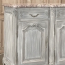 Antique Country French Whitewashed Walnut Step Front Marble Top Buffet