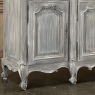 Antique Country French Whitewashed Walnut Step Front Marble Top Buffet