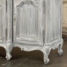 Antique Country French Whitewashed Walnut Step Front Marble Top Buffet