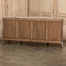 Antique Country French Whitewashed Walnut Step Front Marble Top Buffet