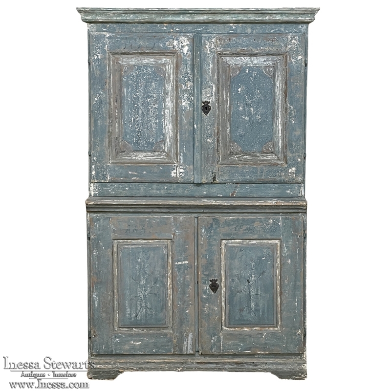18th Century Swedish Gustavian Period Rustic Painted Two-Tiered Cabinet