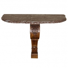 19th Century French Louis XIV Walnut Marble Top Console