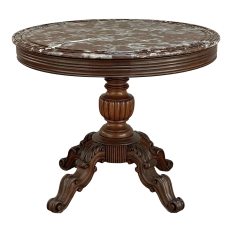 19th Century French Napoleon III Period Marble Top Center Table