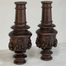Pair 19th Century French Neoclassical Hand-Carved Walnut Pediments ~ Columns