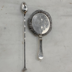 Antique Sterling Silver Martini Strainer and Spoon by Christofle of France