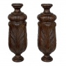 Pair 19th Century French Neoclassical Hand-Carved Walnut Pediments ~ Columns