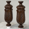 Pair 19th Century French Neoclassical Hand-Carved Walnut Pediments ~ Columns