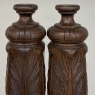 Pair 19th Century French Neoclassical Hand-Carved Walnut Pediments ~ Columns