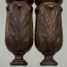 Pair 19th Century French Neoclassical Hand-Carved Walnut Pediments ~ Columns