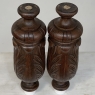 Pair 19th Century French Neoclassical Hand-Carved Walnut Pediments ~ Columns