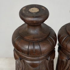 Pair 19th Century French Neoclassical Hand-Carved Walnut Pediments ~ Columns