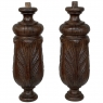 Pair 19th Century French Neoclassical Hand-Carved Walnut Pediments ~ Columns