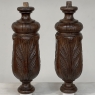 Pair 19th Century French Neoclassical Hand-Carved Walnut Pediments ~ Columns