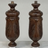 Pair 19th Century French Neoclassical Hand-Carved Walnut Pediments ~ Columns