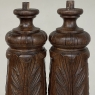 Pair 19th Century French Neoclassical Hand-Carved Walnut Pediments ~ Columns