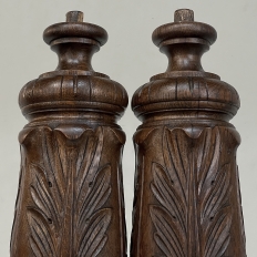 Pair 19th Century French Neoclassical Hand-Carved Walnut Pediments ~ Columns