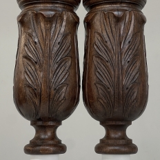 Pair 19th Century French Neoclassical Hand-Carved Walnut Pediments ~ Columns
