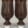 Pair 19th Century French Neoclassical Hand-Carved Walnut Pediments ~ Columns