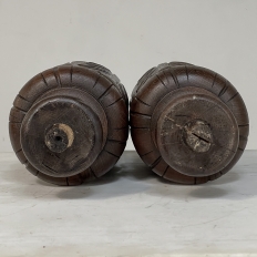 Pair 19th Century French Neoclassical Hand-Carved Walnut Pediments ~ Columns