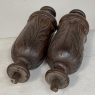 Pair 19th Century French Neoclassical Hand-Carved Walnut Pediments ~ Columns