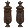 Pair 19th Century French Neoclassical Hand-Carved Walnut Pediments ~ Columns