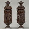 Pair 19th Century French Neoclassical Hand-Carved Walnut Pediments ~ Columns