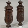 Pair 19th Century French Neoclassical Hand-Carved Walnut Pediments ~ Columns