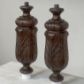 Pair 19th Century French Neoclassical Hand-Carved Walnut Pediments ~ Columns