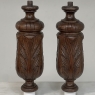 Pair 19th Century French Neoclassical Hand-Carved Walnut Pediments ~ Columns