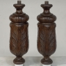 Pair 19th Century French Neoclassical Hand-Carved Walnut Pediments ~ Columns
