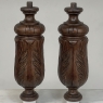 Pair 19th Century French Neoclassical Hand-Carved Walnut Pediments ~ Columns