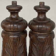 Pair 19th Century French Neoclassical Hand-Carved Walnut Pediments ~ Columns