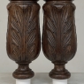 Pair 19th Century French Neoclassical Hand-Carved Walnut Pediments ~ Columns