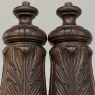 Pair 19th Century French Neoclassical Hand-Carved Walnut Pediments ~ Columns